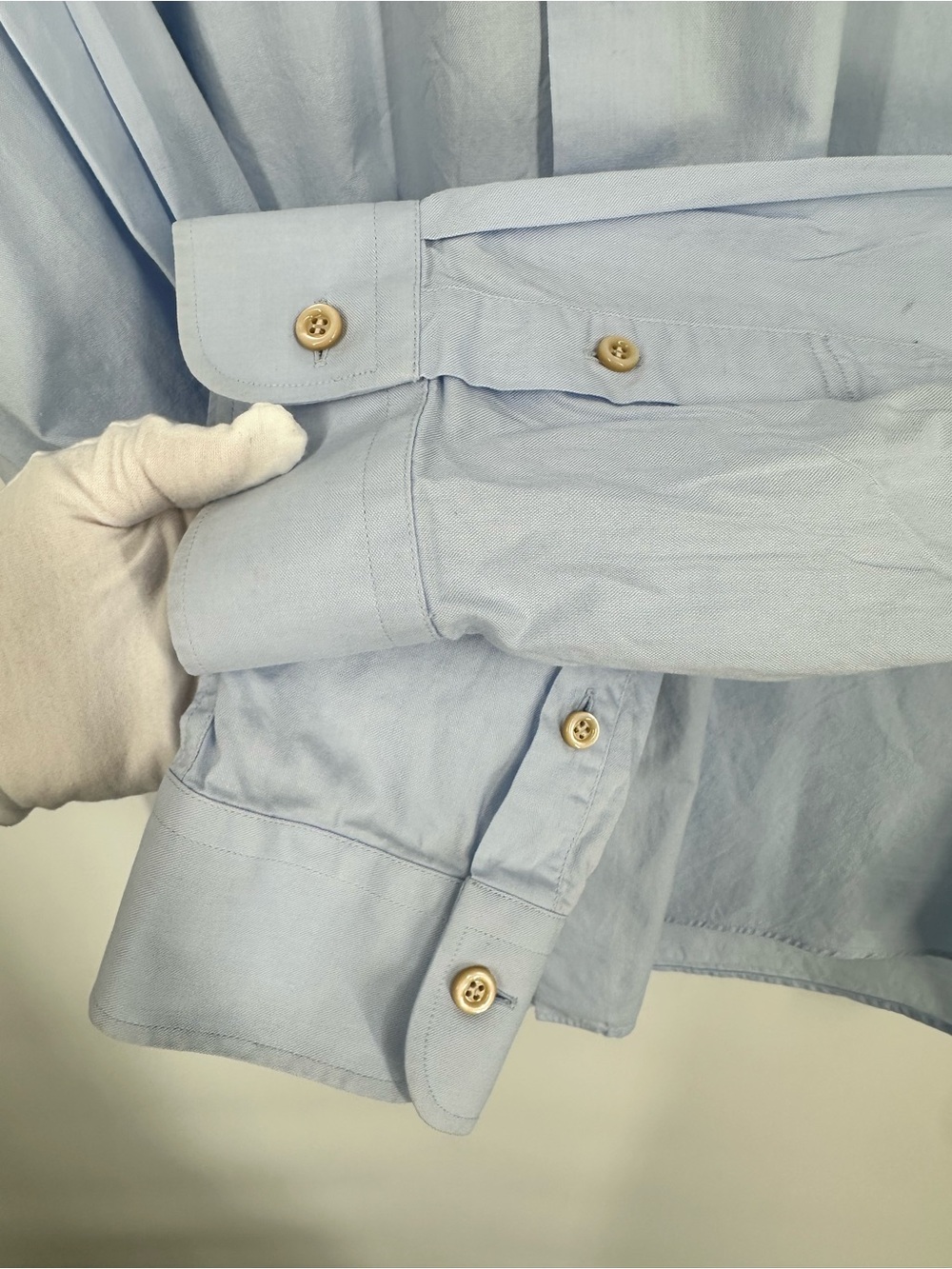 GUCCI French Cuff Vintage Pointed Collar Uniform Staff Dress Shirt Light Blue - Picture 8 of 12